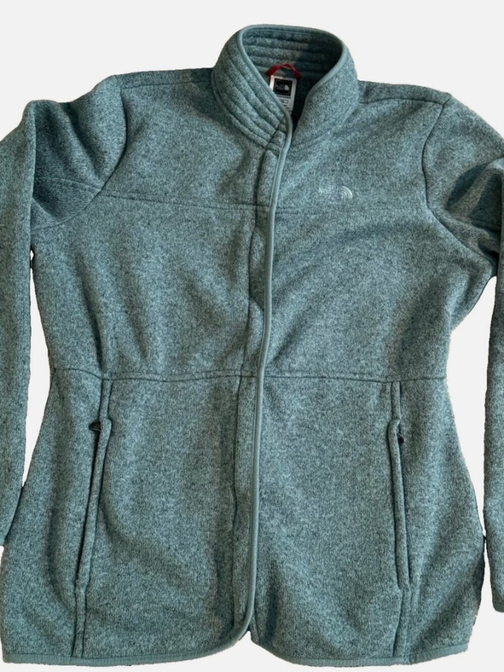 The North Face Women L/XL Crescent Full Zip Sweater Fleece Jacket Heather Blue